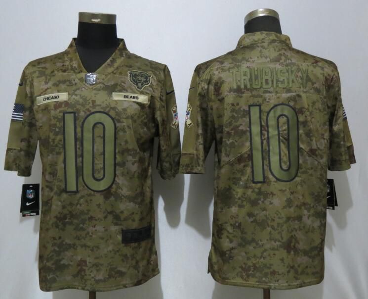 Men Chicago Bears #10 Trubisky Nike Camo Salute to Service Limited NFL Jerseys